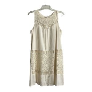 Cream Sleeveless Floral Bohemian Hippie Boutique Dress Size Medium